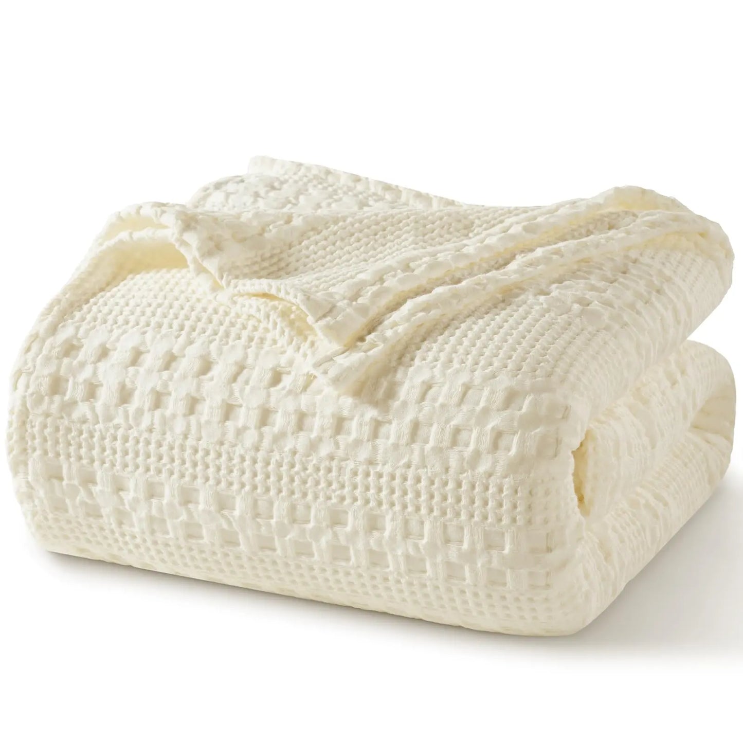 100% Cotton Weave Waffle Blanket, Aesthetic Soft Lightweight and Breathable Blanket